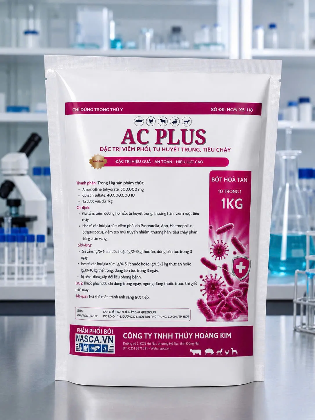 AC PLUS- Amoxicilline trihydrate: 500.000 mg Colistin sulfate: 40.000.000 IU